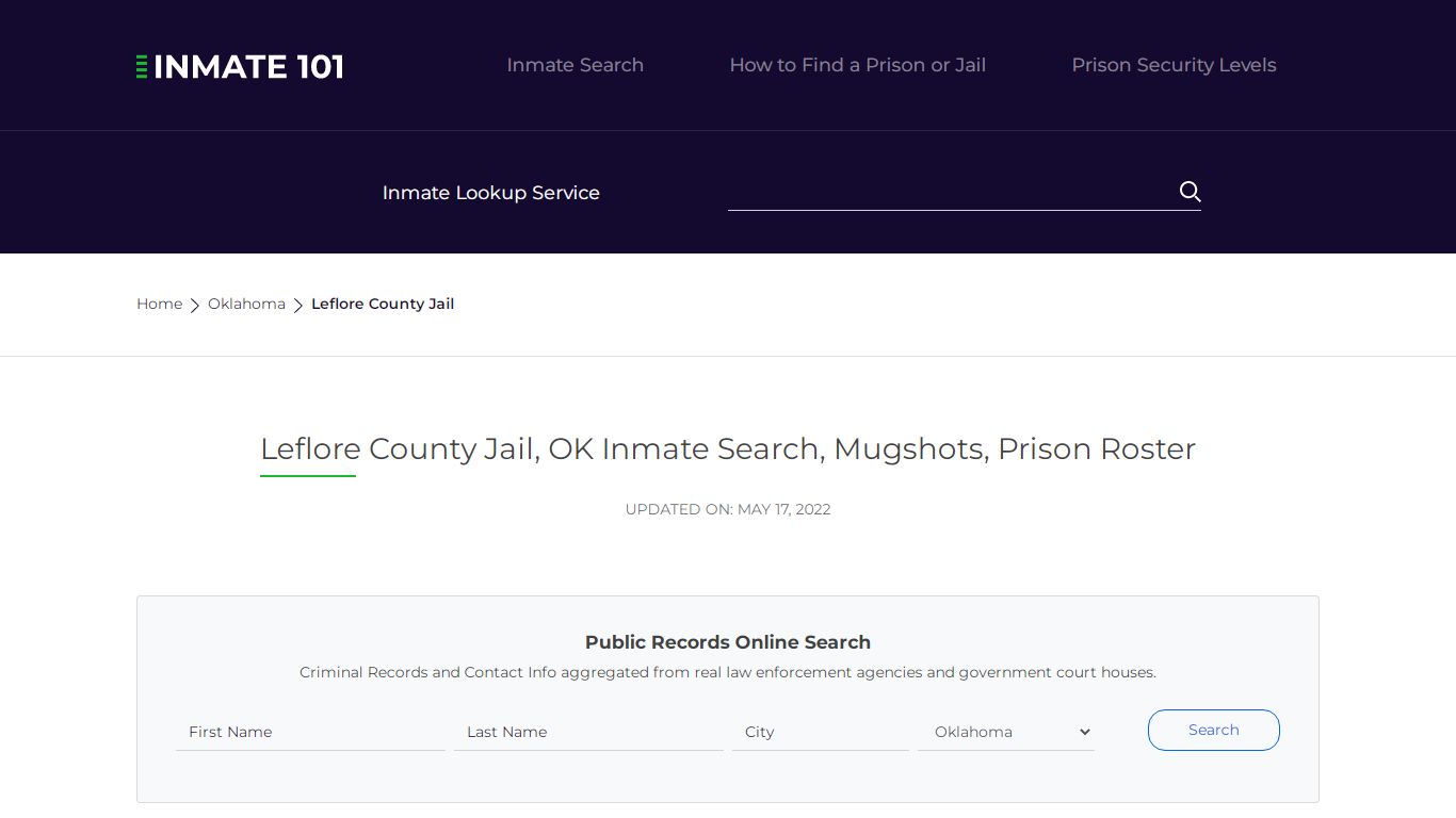 Leflore County Jail, OK Inmate Search, Mugshots, Prison ...